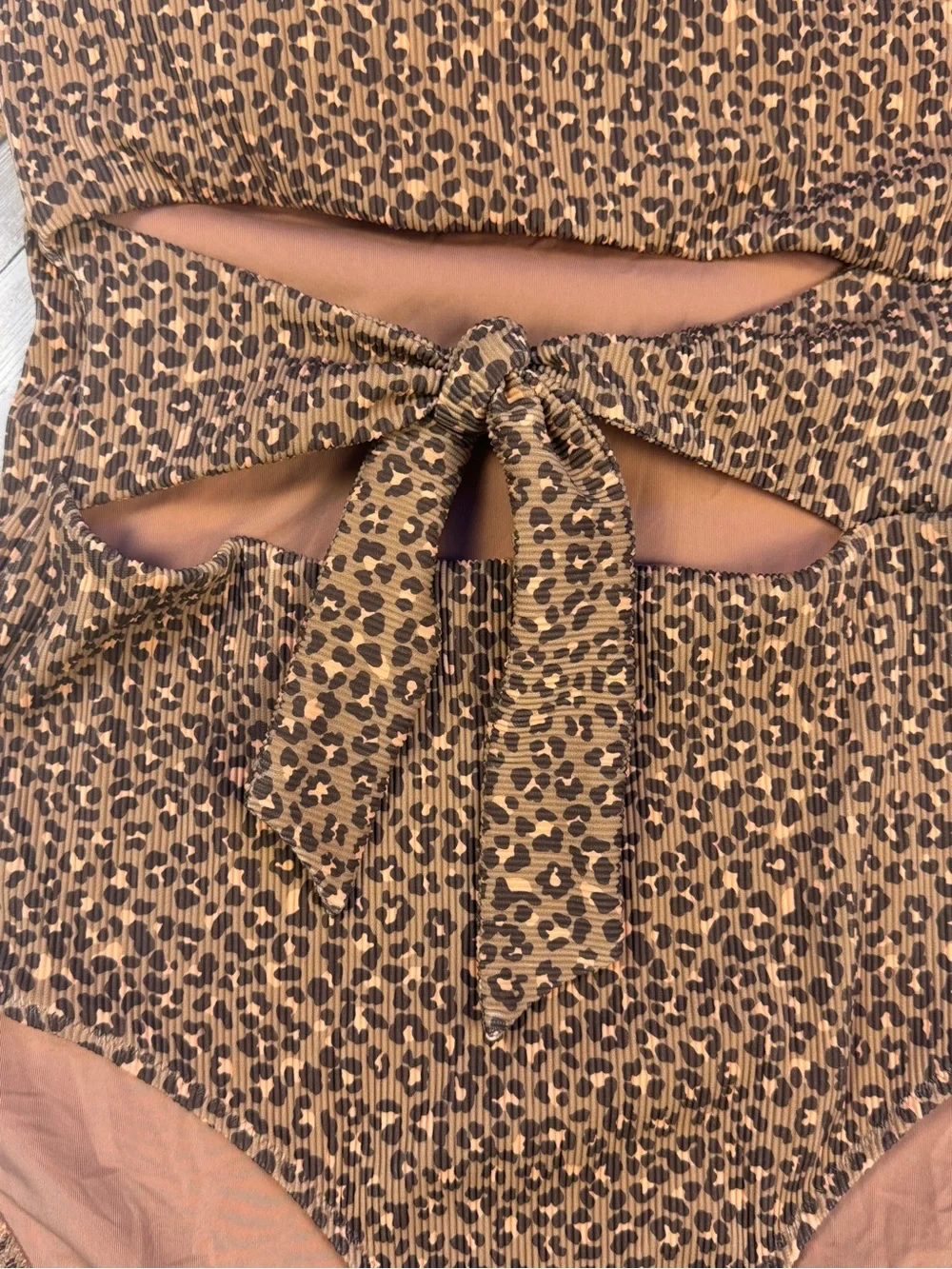 aerie Leopard Tie-Front One-Piece Swimsuit - Brown